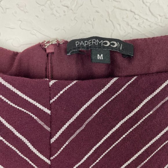 PAPERMOON Womens M Contrasting Stripe Tie Front Jumpsuit Pockets Back Zip - Picture 4 of 10